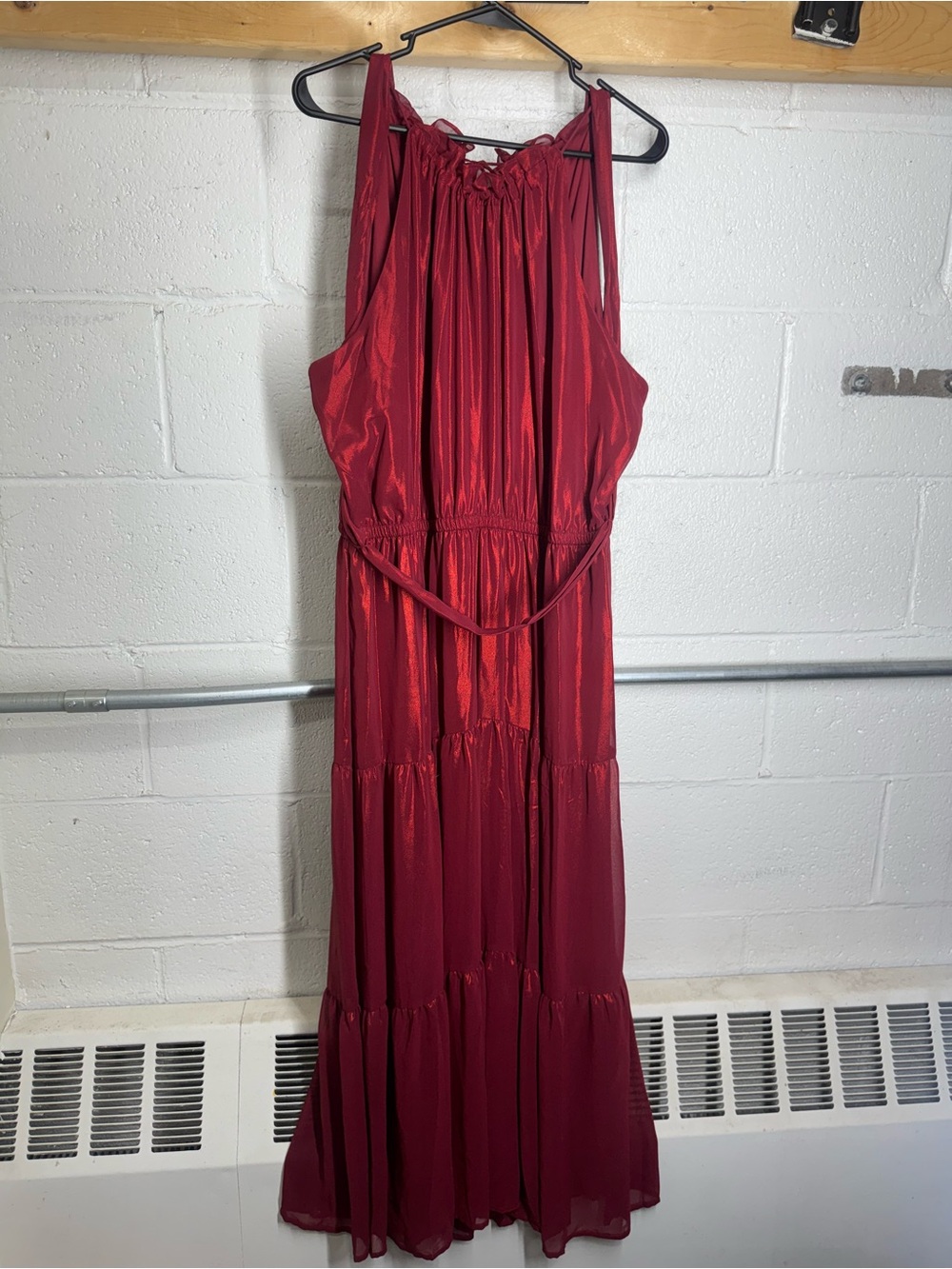 Simply Vera Vera Wang Red Halter Tie-Waist Tiered Maxi Dress